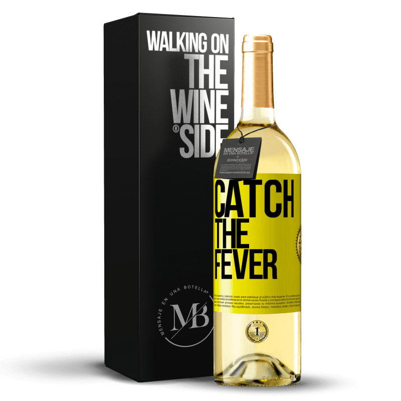 29,95 € Envío gratis | Vino Blanco Edición WHITE Catch the fever Etiqueta Amarilla. Etiqueta personalizable Vino joven Cosecha 2024 Verdejo