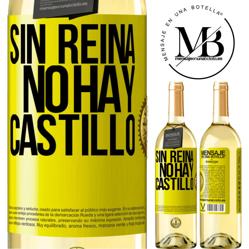 29,95 € Envío gratis | Vino Blanco Edición WHITE Sin reina, no hay castillo Etiqueta Amarilla. Etiqueta personalizable Vino joven Cosecha 2024 Verdejo
