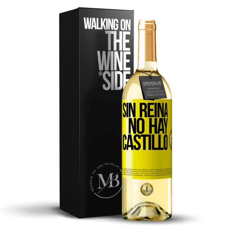 29,95 € Envío gratis | Vino Blanco Edición WHITE Sin reina, no hay castillo Etiqueta Amarilla. Etiqueta personalizable Vino joven Cosecha 2025 Verdejo