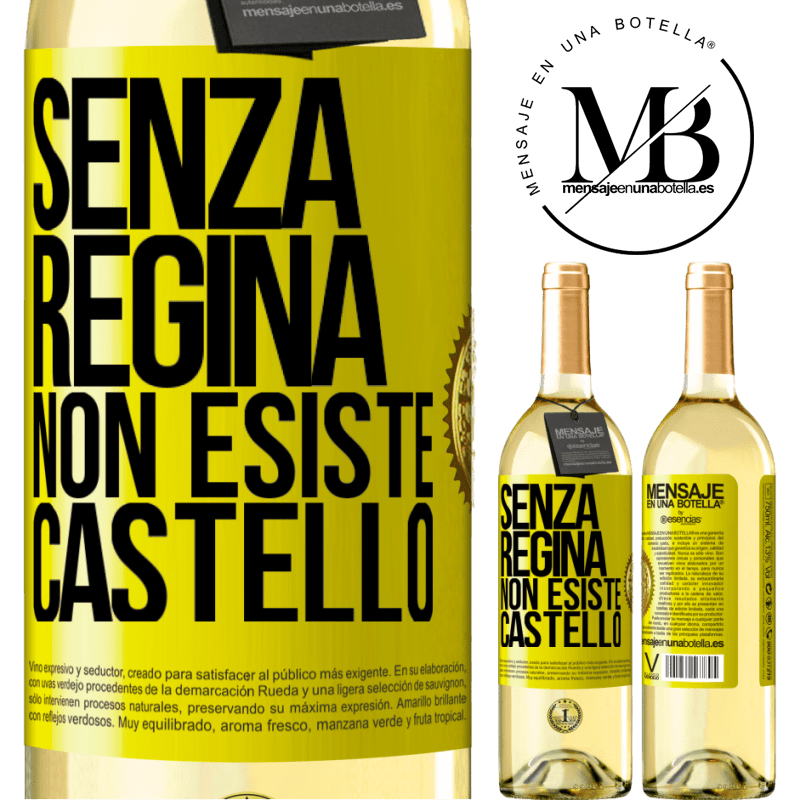 29,95 € Spedizione Gratuita | Vino bianco Edizione WHITE Senza regina, non esiste castello Etichetta Gialla. Etichetta personalizzabile Vino giovane Raccogliere 2024 Verdejo