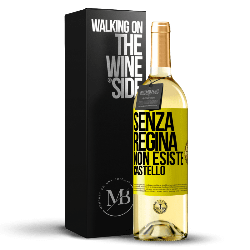 29,95 € Spedizione Gratuita | Vino bianco Edizione WHITE Senza regina, non esiste castello Etichetta Gialla. Etichetta personalizzabile Vino giovane Raccogliere 2024 Verdejo