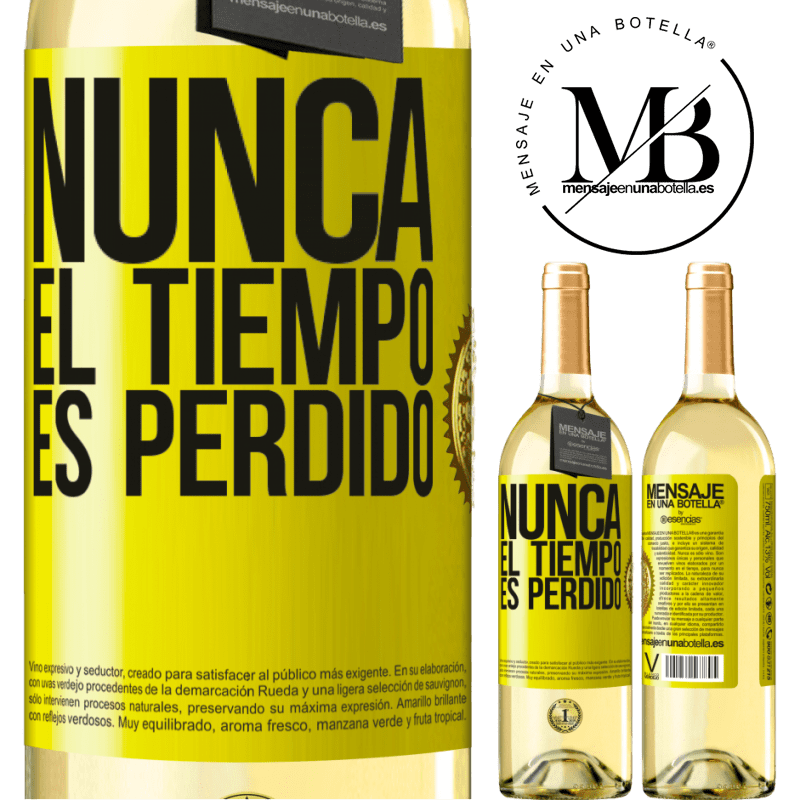 29,95 € Envío gratis | Vino Blanco Edición WHITE Nunca el tiempo es perdido Etiqueta Amarilla. Etiqueta personalizable Vino joven Cosecha 2023 Verdejo