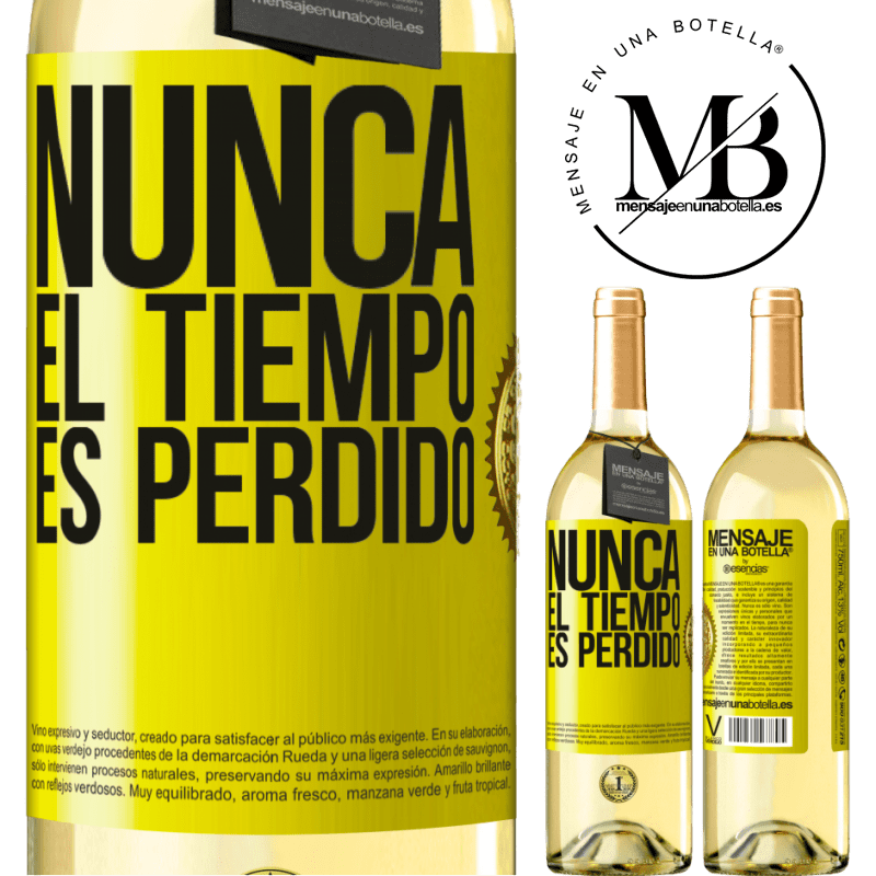 29,95 € Envío gratis | Vino Blanco Edición WHITE Nunca el tiempo es perdido Etiqueta Amarilla. Etiqueta personalizable Vino joven Cosecha 2025 Verdejo