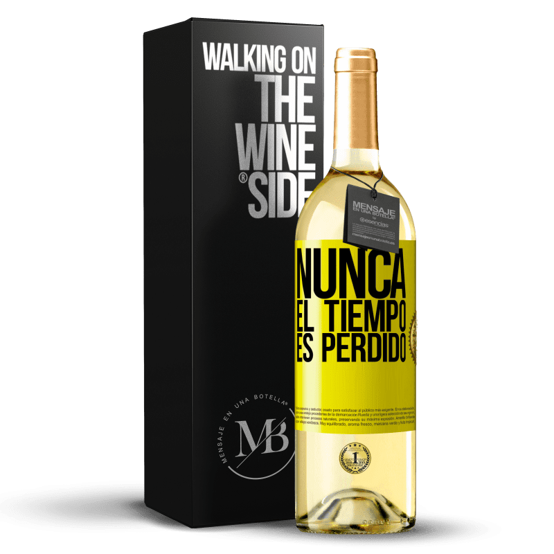 29,95 € Envío gratis | Vino Blanco Edición WHITE Nunca el tiempo es perdido Etiqueta Amarilla. Etiqueta personalizable Vino joven Cosecha 2023 Verdejo