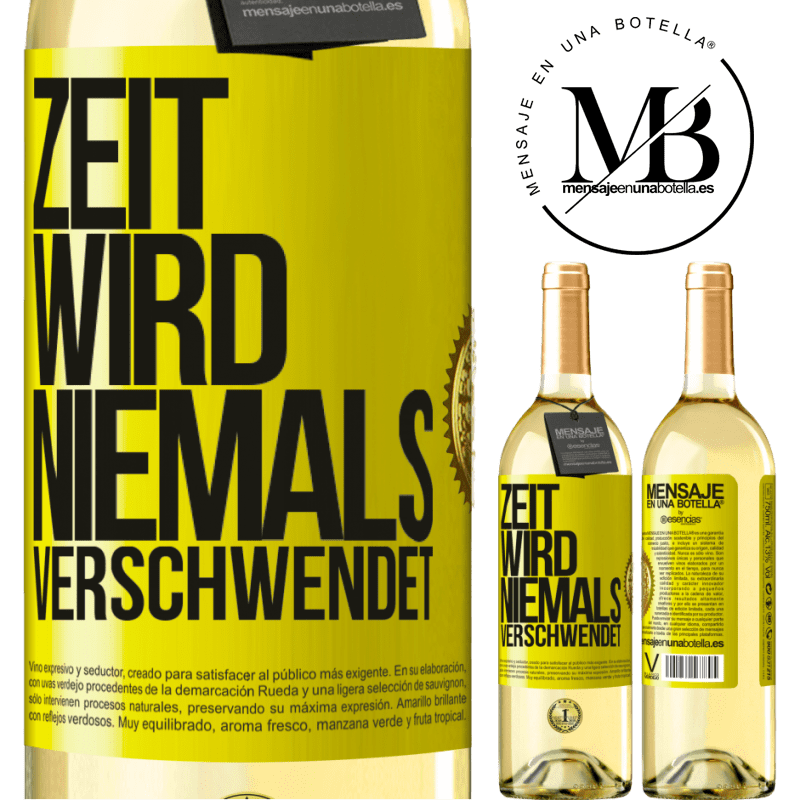 29,95 € Kostenloser Versand | Weißwein WHITE Ausgabe Zeit wird niemals verschwendet Gelbes Etikett. Anpassbares Etikett Junger Wein Ernte 2023 Verdejo