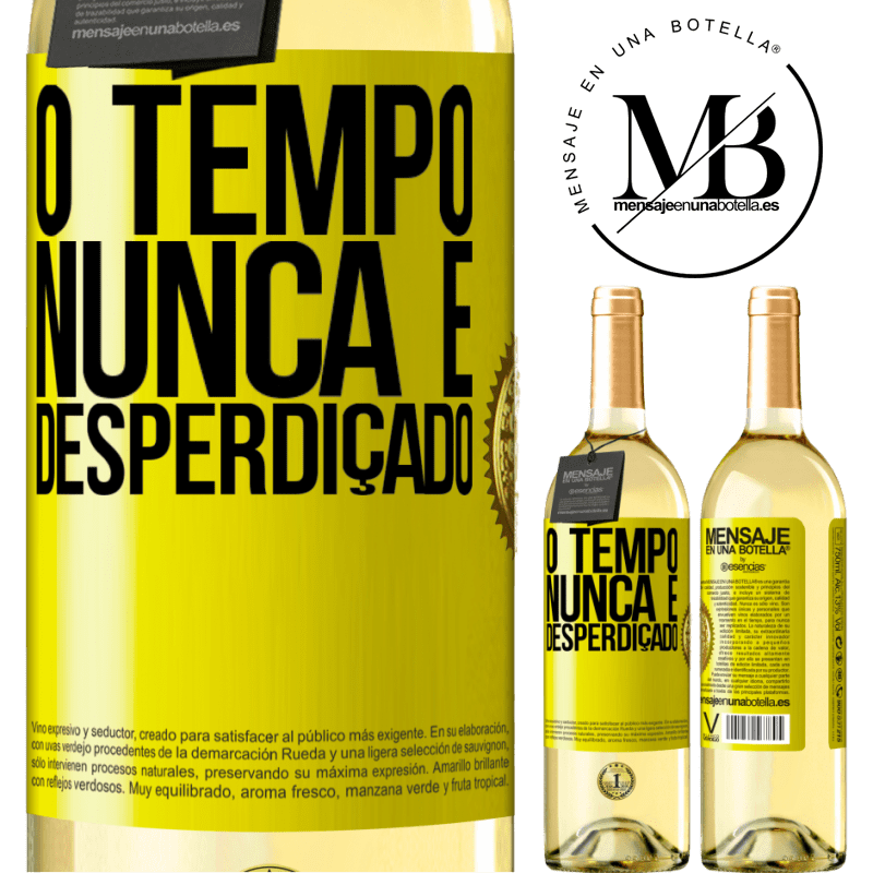 29,95 € Envio grátis | Vinho branco Edição WHITE O tempo nunca é desperdiçado Etiqueta Amarela. Etiqueta personalizável Vinho jovem Colheita 2023 Verdejo