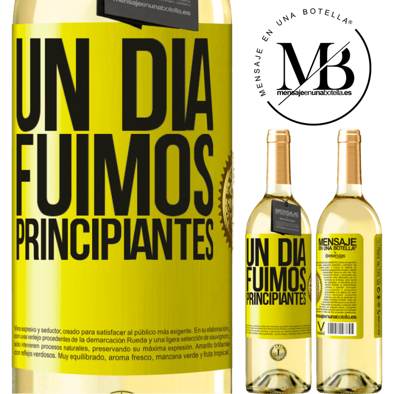 29,95 € Envoi gratuit | Vin blanc Édition WHITE Un jour, nous étions débutants Étiquette Jaune. Étiquette personnalisable Vin jeune Récolte 2022 Verdejo