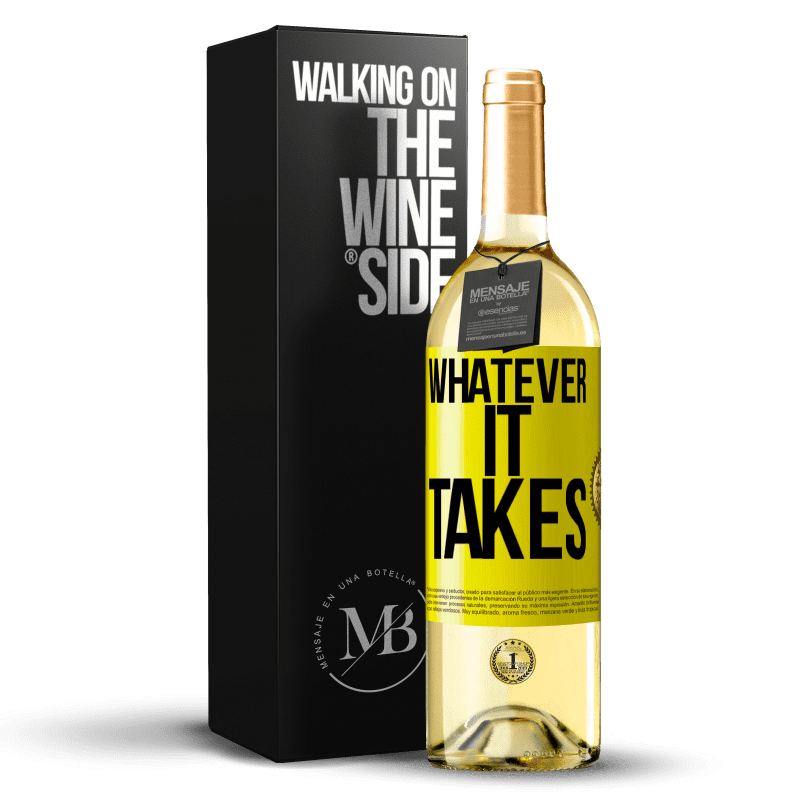 29,95 € Бесплатная доставка | Белое вино Издание WHITE Whatever it takes Желтая этикетка. Настраиваемая этикетка Молодое вино Урожай 2023 Verdejo