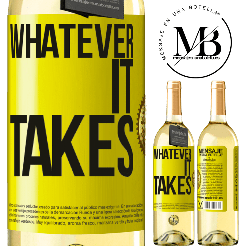 29,95 € Envoi gratuit | Vin blanc Édition WHITE Whatever it takes Étiquette Jaune. Étiquette personnalisable Vin jeune Récolte 2022 Verdejo