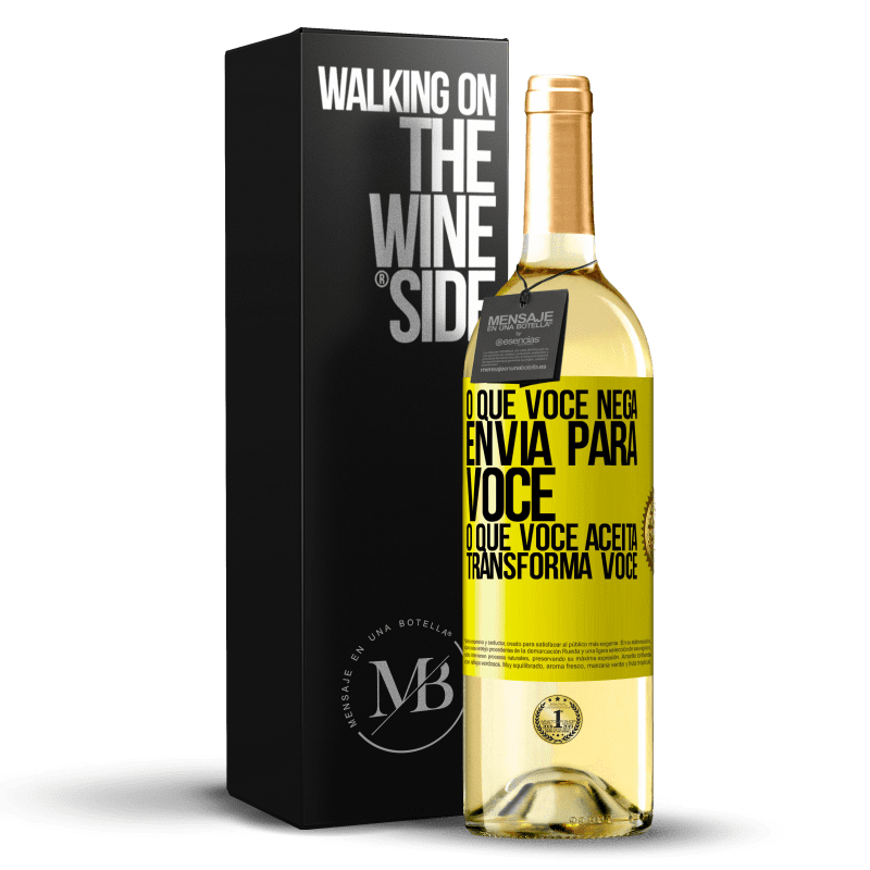 29,95 € Envio grátis | Vinho branco Edição WHITE O que você nega envia para você. O que você aceita transforma você Etiqueta Amarela. Etiqueta personalizável Vinho jovem Colheita 2024 Verdejo