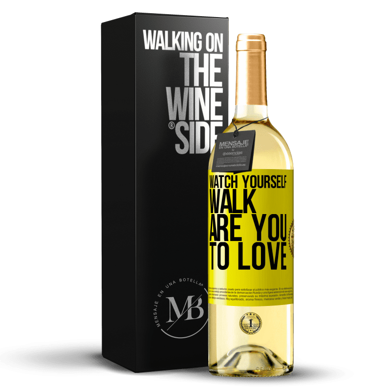29,95 € 送料無料 | 白ワイン WHITEエディション 自分が歩くのを見てください。愛してる？ 黄色のラベル. カスタマイズ可能なラベル 若いワイン 収穫 2023 Verdejo