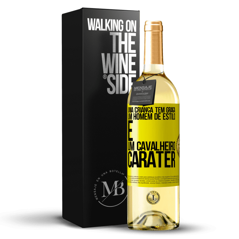 29,95 € Envio grátis | Vinho branco Edição WHITE Uma criança tem graça, um homem de estilo e um cavalheiro, caráter Etiqueta Amarela. Etiqueta personalizável Vinho jovem Colheita 2024 Verdejo