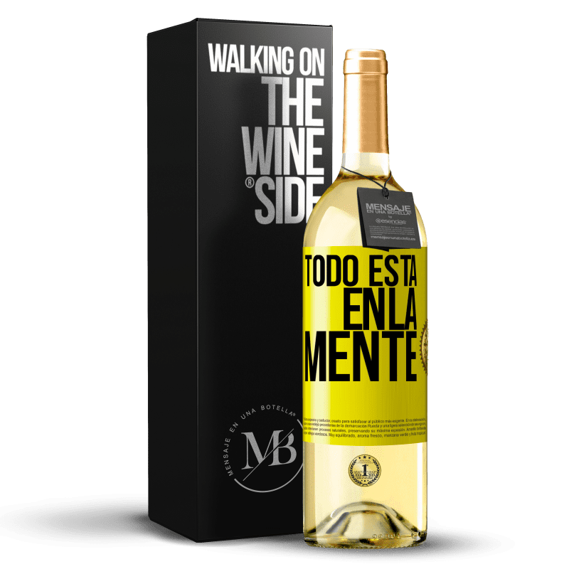 29,95 € Envío gratis | Vino Blanco Edición WHITE Todo está en la mente Etiqueta Amarilla. Etiqueta personalizable Vino joven Cosecha 2024 Verdejo