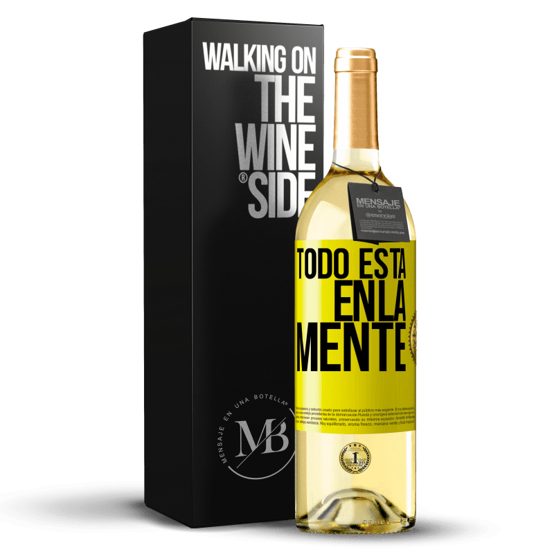29,95 € Envío gratis | Vino Blanco Edición WHITE Todo está en la mente Etiqueta Amarilla. Etiqueta personalizable Vino joven Cosecha 2025 Verdejo