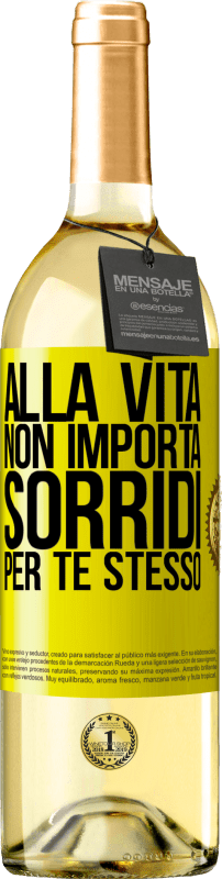 29,95 € | Vino bianco Edizione WHITE Alla vita non importa, sorridi per te stesso Etichetta Gialla. Etichetta personalizzabile Vino giovane Raccogliere 2023 Verdejo