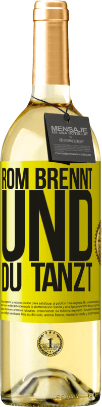 29,95 € | Weißwein WHITE Ausgabe Rom brennt und du tanzt Gelbes Etikett. Anpassbares Etikett Junger Wein Ernte 2025 Verdejo