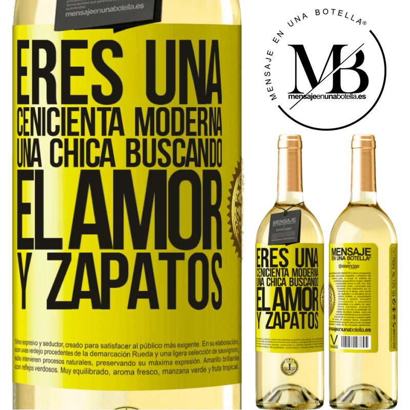 29,95 € Envoi gratuit | Vin blanc Édition WHITE Vous êtes une cendrillon moderne, une fille à la recherche d'amour et de chaussures Étiquette Jaune. Étiquette personnalisable Vin jeune Récolte 2022 Verdejo