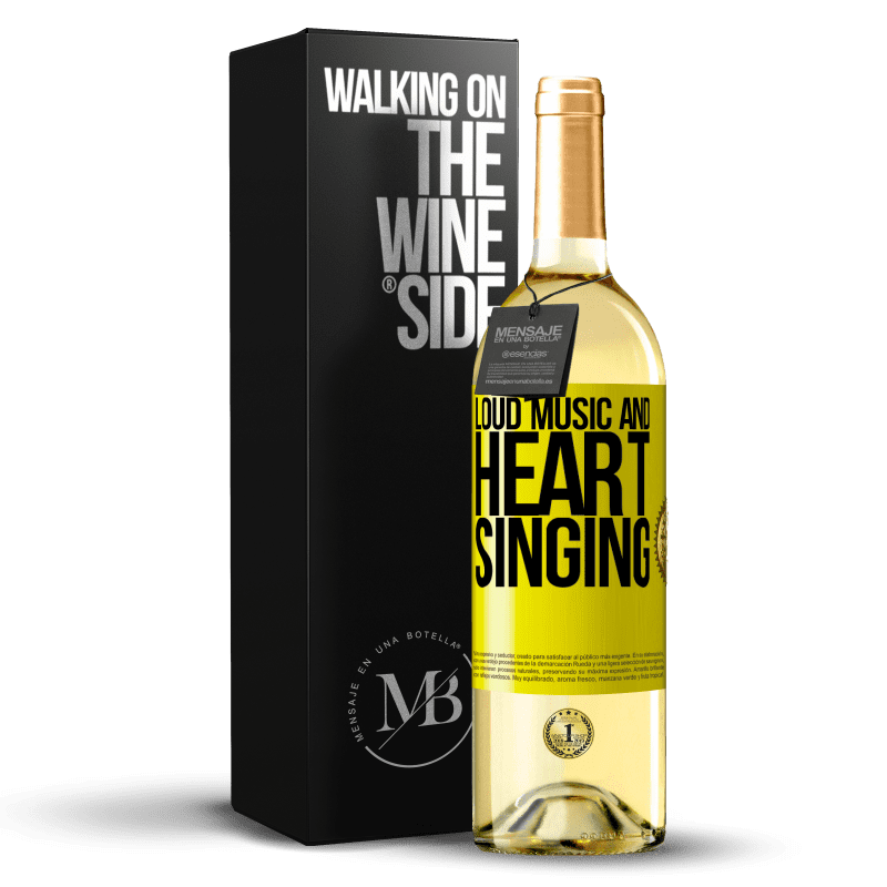29,95 € 送料無料 | 白ワイン WHITEエディション 大音量の音楽と心の歌 黄色のラベル. カスタマイズ可能なラベル 若いワイン 収穫 2023 Verdejo