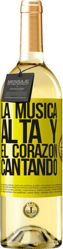 29,95 € | Vino Blanco Edición WHITE La música alta y el corazón cantando Etiqueta Amarilla. Etiqueta personalizable Vino joven Cosecha 2024 Verdejo