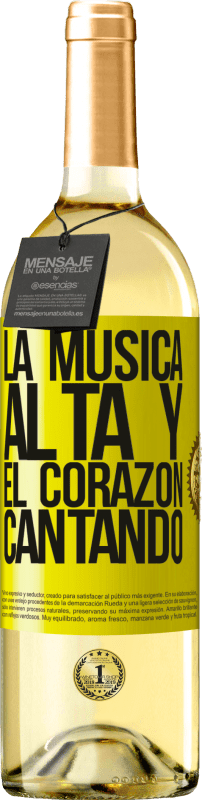 29,95 € Envío gratis | Vino Blanco Edición WHITE La música alta y el corazón cantando Etiqueta Amarilla. Etiqueta personalizable Vino joven Cosecha 2025 Verdejo