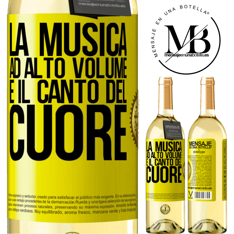 29,95 € Spedizione Gratuita | Vino bianco Edizione WHITE La musica ad alto volume e il canto del cuore Etichetta Gialla. Etichetta personalizzabile Vino giovane Raccogliere 2023 Verdejo