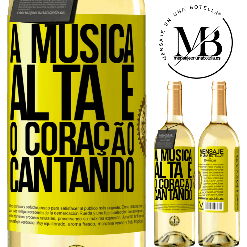 29,95 € Envio grátis | Vinho branco Edição WHITE A música alta e o coração cantando Etiqueta Amarela. Etiqueta personalizável Vinho jovem Colheita 2023 Verdejo