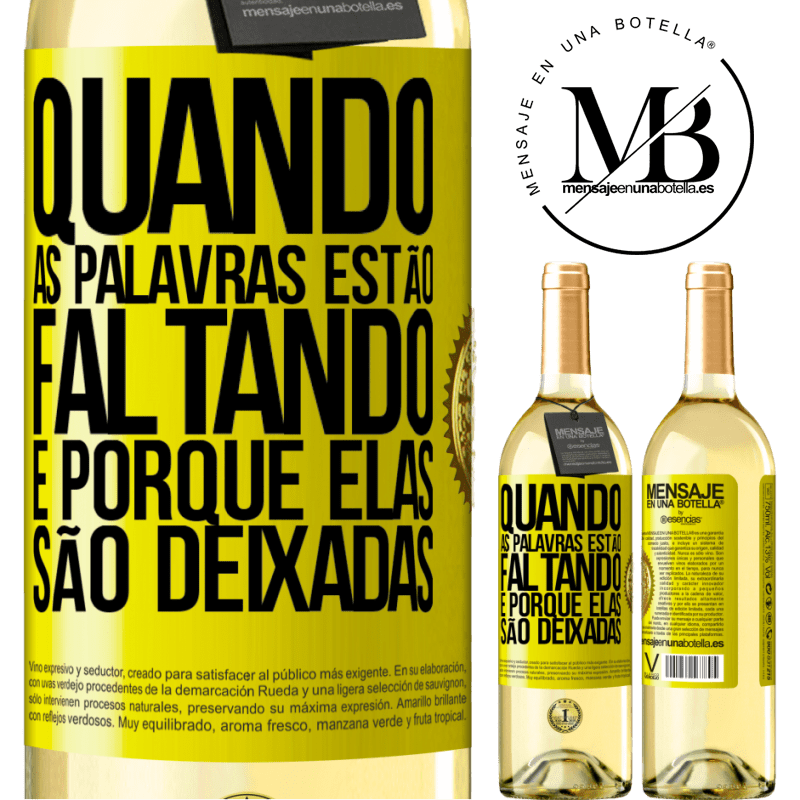 29,95 € Envio grátis | Vinho branco Edição WHITE Quando as palavras estão faltando, é porque elas são deixadas Etiqueta Amarela. Etiqueta personalizável Vinho jovem Colheita 2023 Verdejo