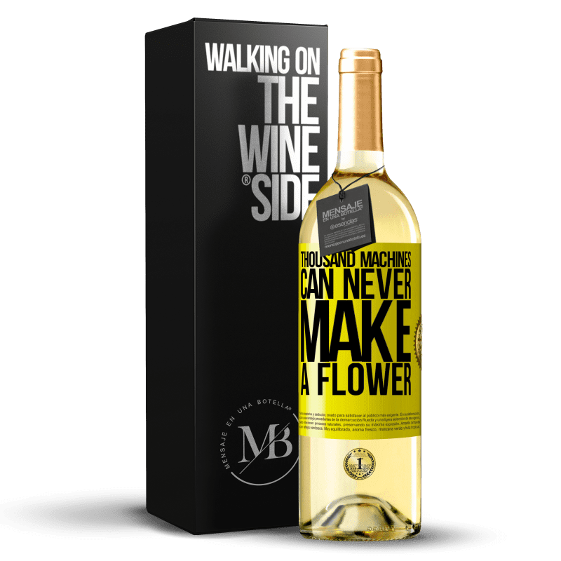29,95 € Бесплатная доставка | Белое вино Издание WHITE Тысяча машин никогда не сможет сделать цветок Желтая этикетка. Настраиваемая этикетка Молодое вино Урожай 2023 Verdejo