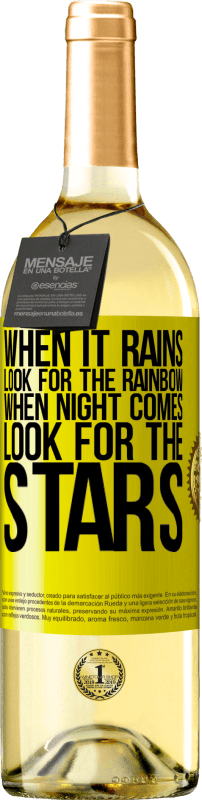29,95 € | White Wine WHITE Edition When it rains, look for the rainbow, when night comes, look for the stars Yellow Label. Customizable label Young wine Harvest 2023 Verdejo