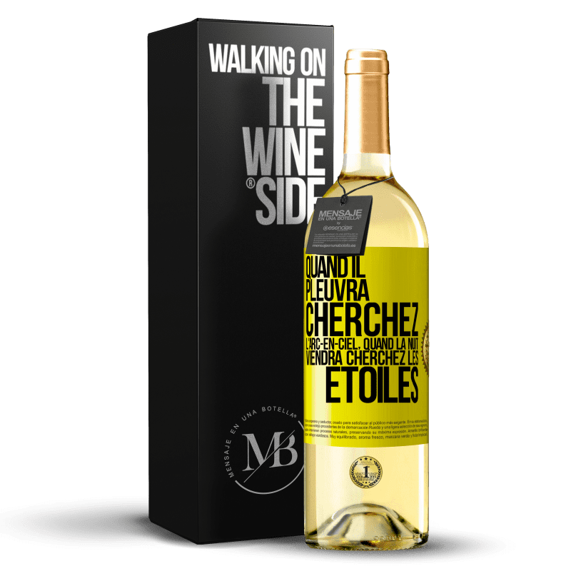 29,95 € Envoi gratuit | Vin blanc Édition WHITE Quand il pleuvra cherchez l'arc-en-ciel, quand la nuit viendra cherchez les étoiles Étiquette Jaune. Étiquette personnalisable Vin jeune Récolte 2024 Verdejo