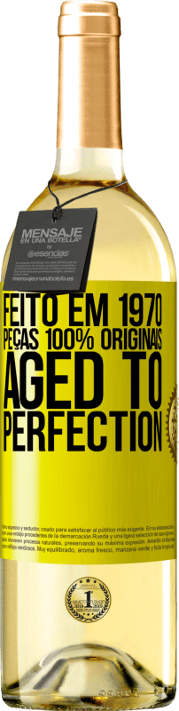 Envio grátis | Vinho branco Edição WHITE Feito em 1970, peças 100% originais. Aged to perfection Etiqueta Amarela. Etiqueta personalizável Vinho jovem Colheita 2023 Verdejo