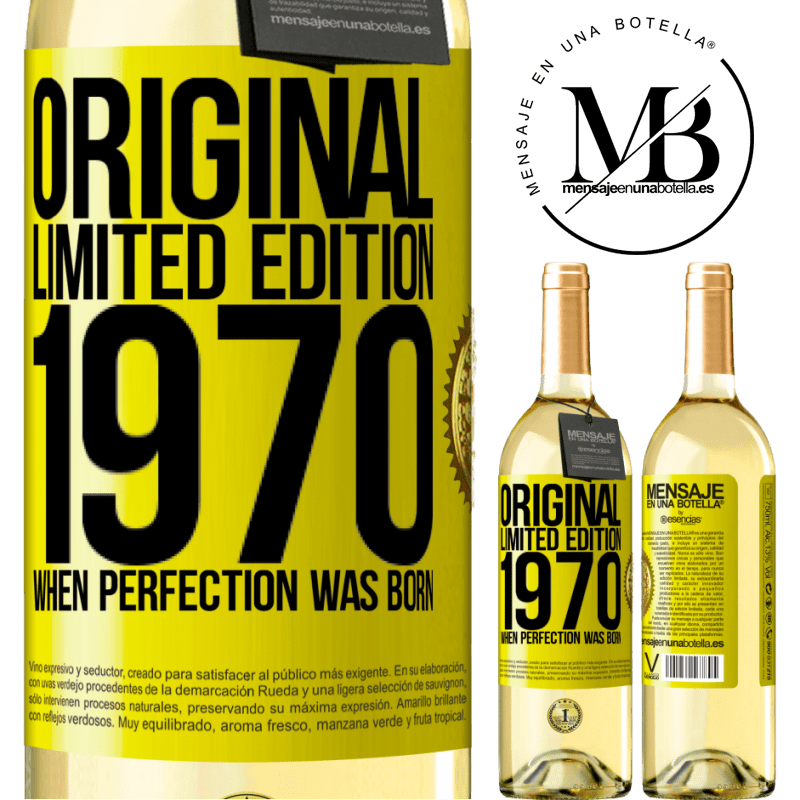 29,95 € Free Shipping | White Wine WHITE Edition Original. Limited edition. 1970. When perfection was born Yellow Label. Customizable label Young wine Harvest 2022 Verdejo