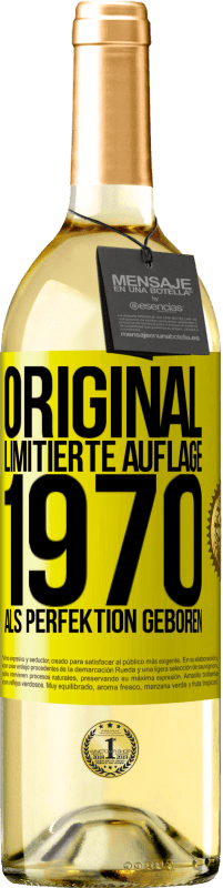 Kostenloser Versand | Weißwein WHITE Ausgabe Original Limitierte Auflage 1970 Als Perfektion geboren Gelbes Etikett. Anpassbares Etikett Junger Wein Ernte 2023 Verdejo