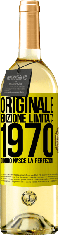 Spedizione Gratuita | Vino bianco Edizione WHITE Originale. Edizione Limitata. 1970. Quando nasce la perfezione Etichetta Gialla. Etichetta personalizzabile Vino giovane Raccogliere 2023 Verdejo