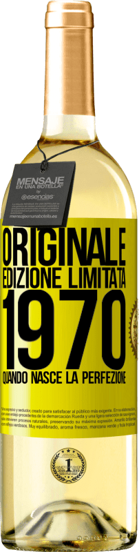 29,95 € Spedizione Gratuita | Vino bianco Edizione WHITE Originale. Edizione Limitata. 1970. Quando nasce la perfezione Etichetta Gialla. Etichetta personalizzabile Vino giovane Raccogliere 2025 Verdejo