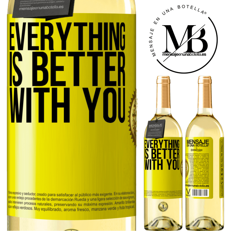29,95 € Free Shipping | White Wine WHITE Edition Everything is better with you Yellow Label. Customizable label Young wine Harvest 2022 Verdejo