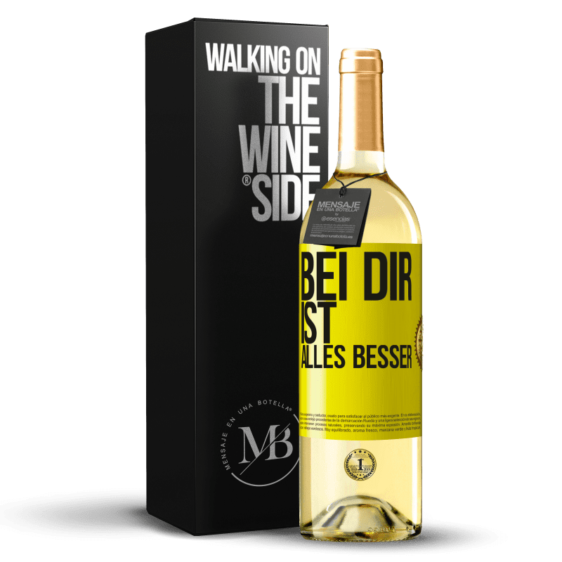 29,95 € Kostenloser Versand | Weißwein WHITE Ausgabe Bei dir ist alles besser Gelbes Etikett. Anpassbares Etikett Junger Wein Ernte 2023 Verdejo