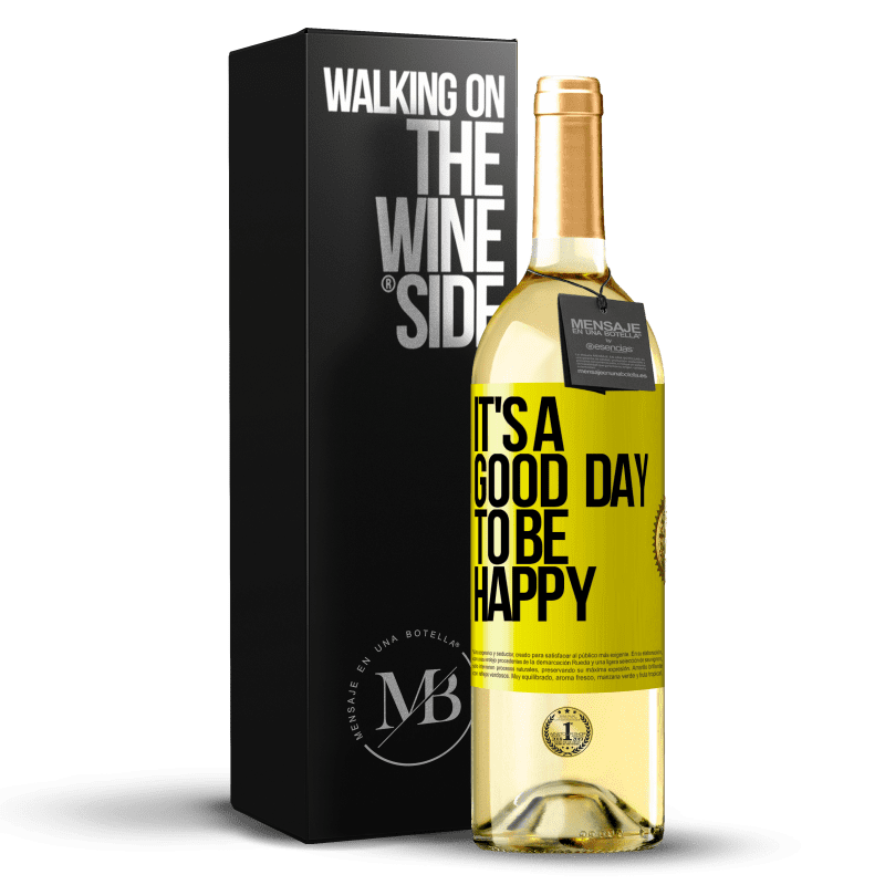29,95 € Spedizione Gratuita | Vino bianco Edizione WHITE It's a good day to be happy Etichetta Gialla. Etichetta personalizzabile Vino giovane Raccogliere 2025 Verdejo