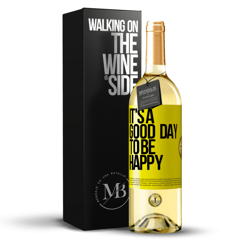 29,95 € Envio grátis | Vinho branco Edição WHITE It's a good day to be happy Etiqueta Amarela. Etiqueta personalizável Vinho jovem Colheita 2024 Verdejo