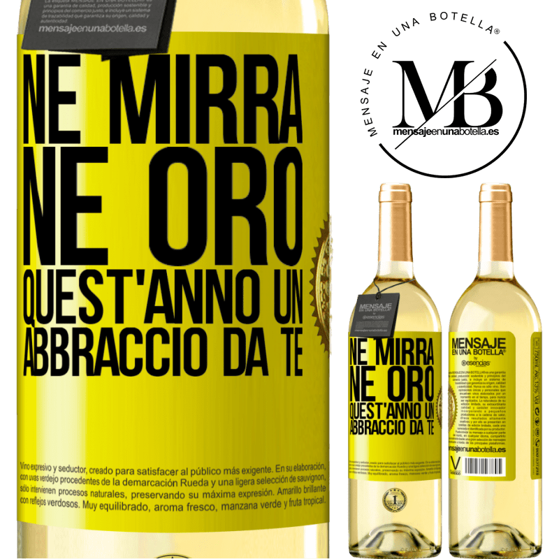 29,95 € Spedizione Gratuita | Vino bianco Edizione WHITE Né mirra, né oro. Quest'anno un abbraccio da te Etichetta Gialla. Etichetta personalizzabile Vino giovane Raccogliere 2023 Verdejo