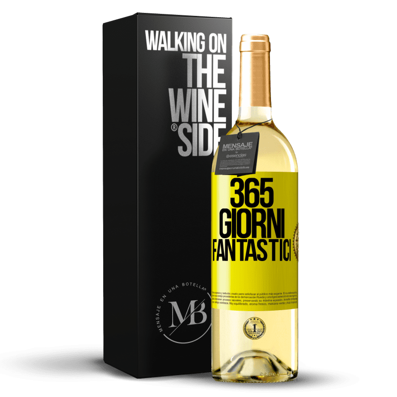 29,95 € Spedizione Gratuita | Vino bianco Edizione WHITE 365 giorni fantastici Etichetta Gialla. Etichetta personalizzabile Vino giovane Raccogliere 2023 Verdejo