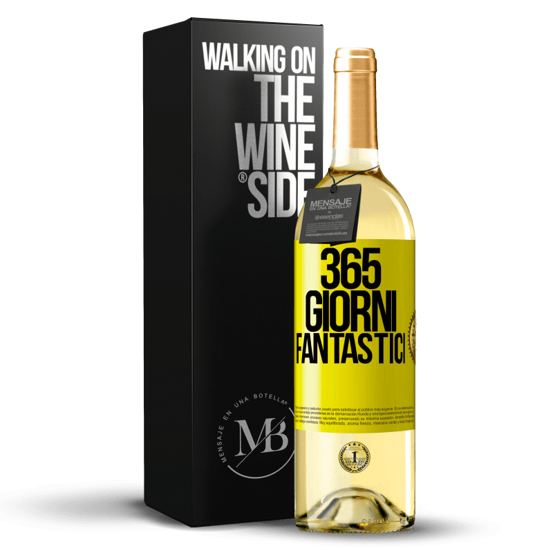 29,95 € Spedizione Gratuita | Vino bianco Edizione WHITE 365 giorni fantastici Etichetta Gialla. Etichetta personalizzabile Vino giovane Raccogliere 2024 Verdejo