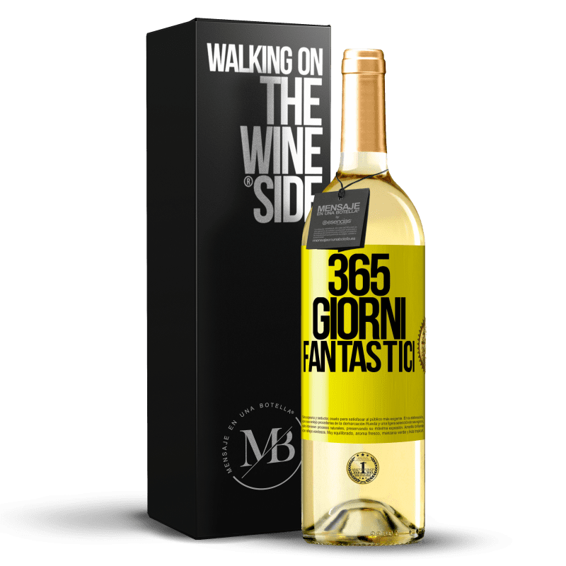 29,95 € Spedizione Gratuita | Vino bianco Edizione WHITE 365 giorni fantastici Etichetta Gialla. Etichetta personalizzabile Vino giovane Raccogliere 2025 Verdejo