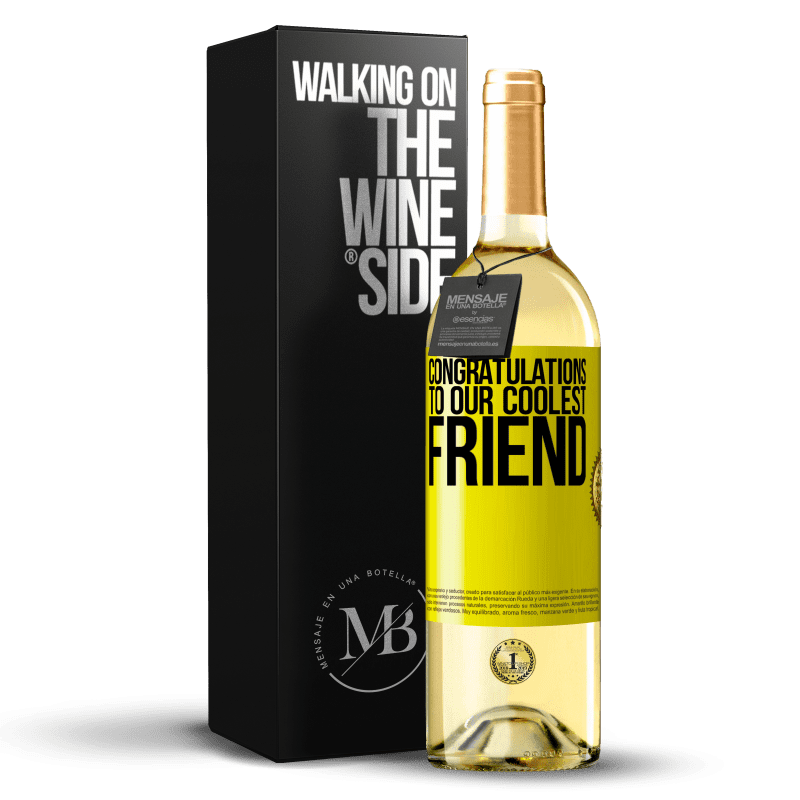 29,95 € Бесплатная доставка | Белое вино Издание WHITE Поздравляем нашего самого крутого друга Желтая этикетка. Настраиваемая этикетка Молодое вино Урожай 2023 Verdejo