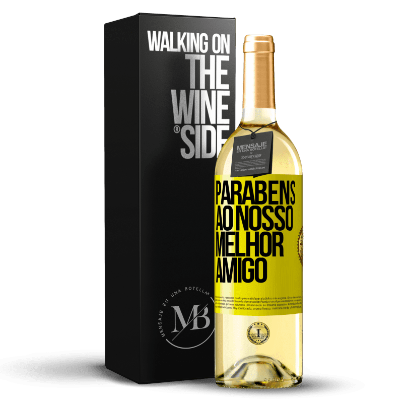 29,95 € Envio grátis | Vinho branco Edição WHITE Parabéns ao nosso melhor amigo Etiqueta Amarela. Etiqueta personalizável Vinho jovem Colheita 2024 Verdejo