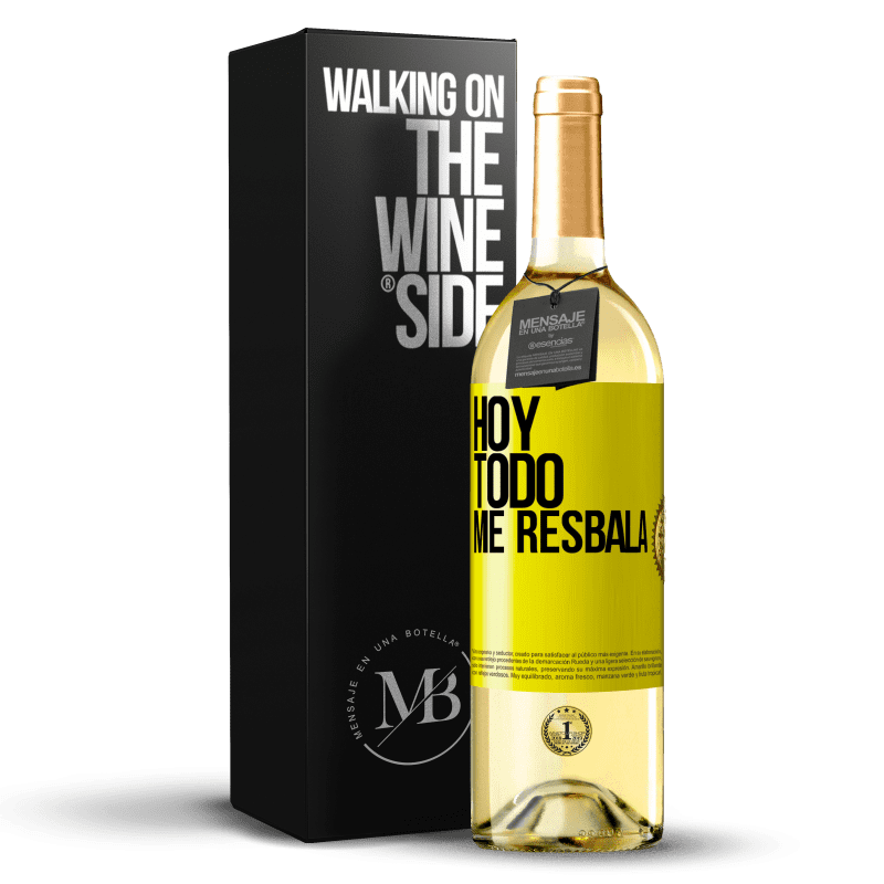 29,95 € Envío gratis | Vino Blanco Edición WHITE Hoy todo me resbala Etiqueta Amarilla. Etiqueta personalizable Vino joven Cosecha 2024 Verdejo