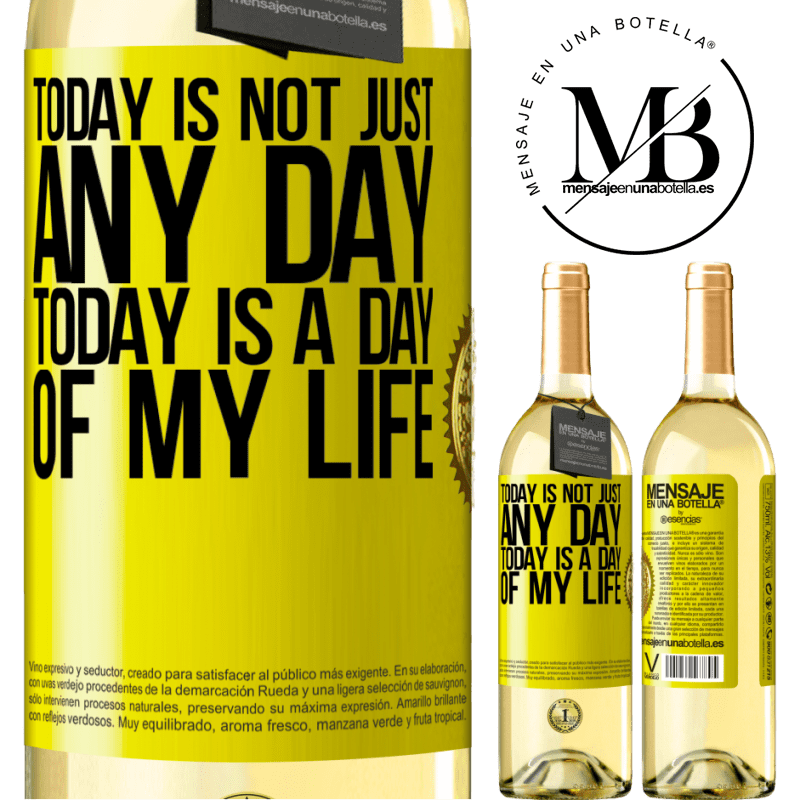 29,95 € Free Shipping | White Wine WHITE Edition Today is not just any day, today is a day of my life Yellow Label. Customizable label Young wine Harvest 2022 Verdejo
