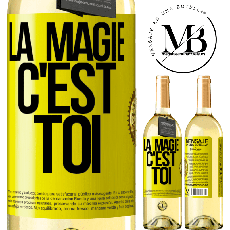 29,95 € Envoi gratuit | Vin blanc Édition WHITE La magie c'est toi Étiquette Jaune. Étiquette personnalisable Vin jeune Récolte 2024 Verdejo