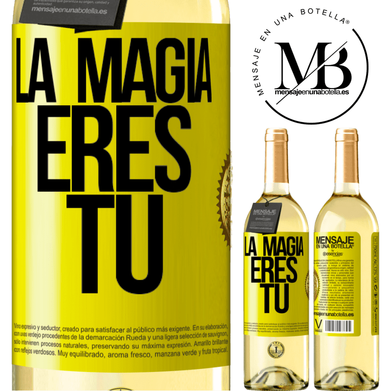29,95 € Envío gratis | Vino Blanco Edición WHITE La magia eres tú Etiqueta Amarilla. Etiqueta personalizable Vino joven Cosecha 2024 Verdejo