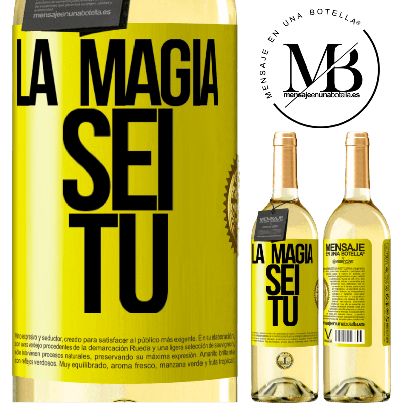 29,95 € Spedizione Gratuita | Vino bianco Edizione WHITE La magia sei tu Etichetta Gialla. Etichetta personalizzabile Vino giovane Raccogliere 2024 Verdejo